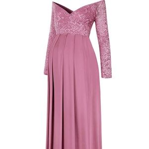Mauve Long Maxi Maternity Gown